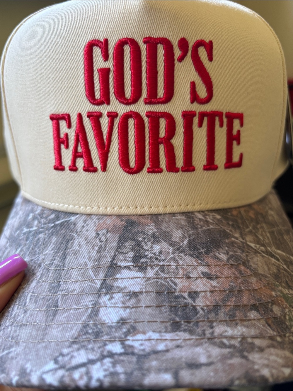 C.C Cream Cap with Red Embroidered Slogan